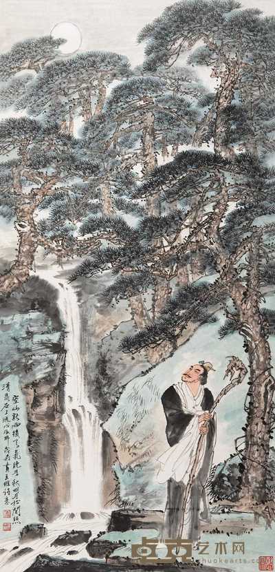 盖茂森 1988年作 唐人诗意 镜心 122×58cm
